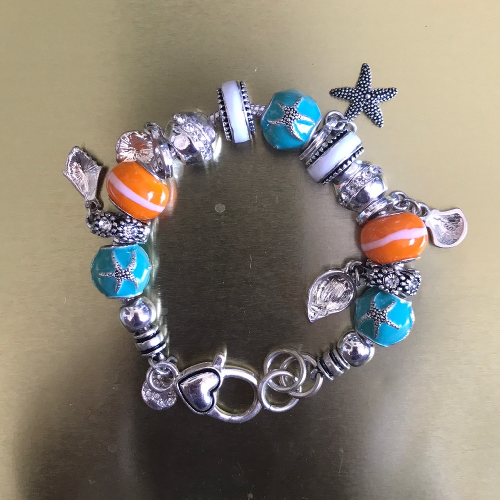 Metal beaded ocean inspired bracelet.